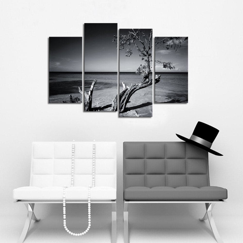 Pine Stretched  Framed 4 Panels - Tree