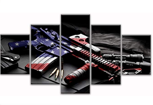 Framed 5 Panels - Machine Gun