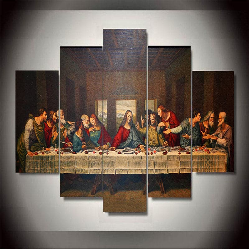 Framed 5 Panels - Last Supper