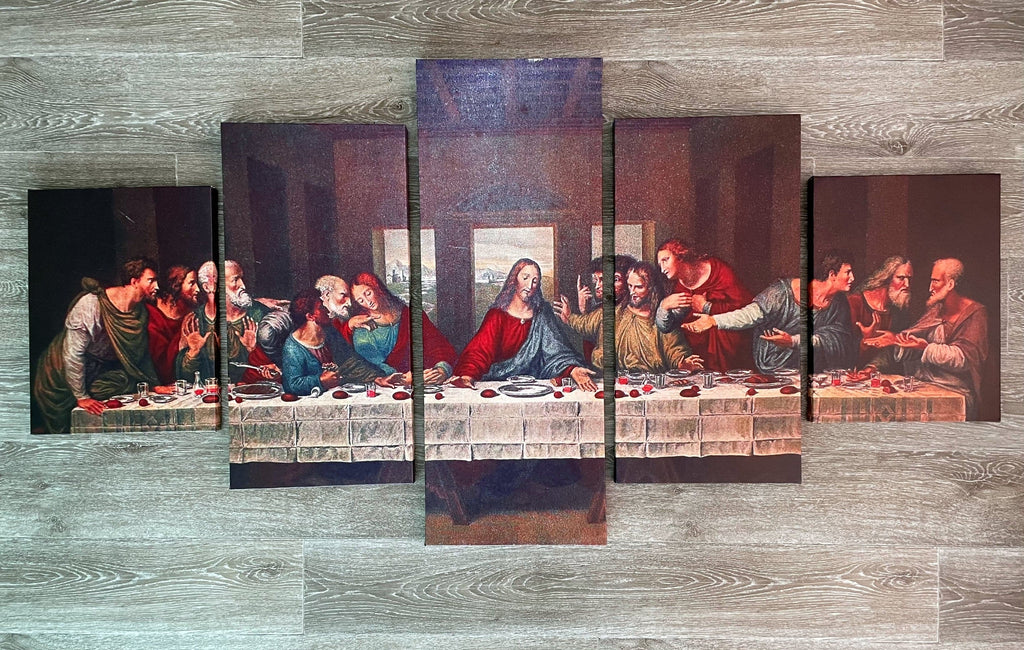 Pine Stretched  Framed 5 Panels - Finished Products - Last Supper