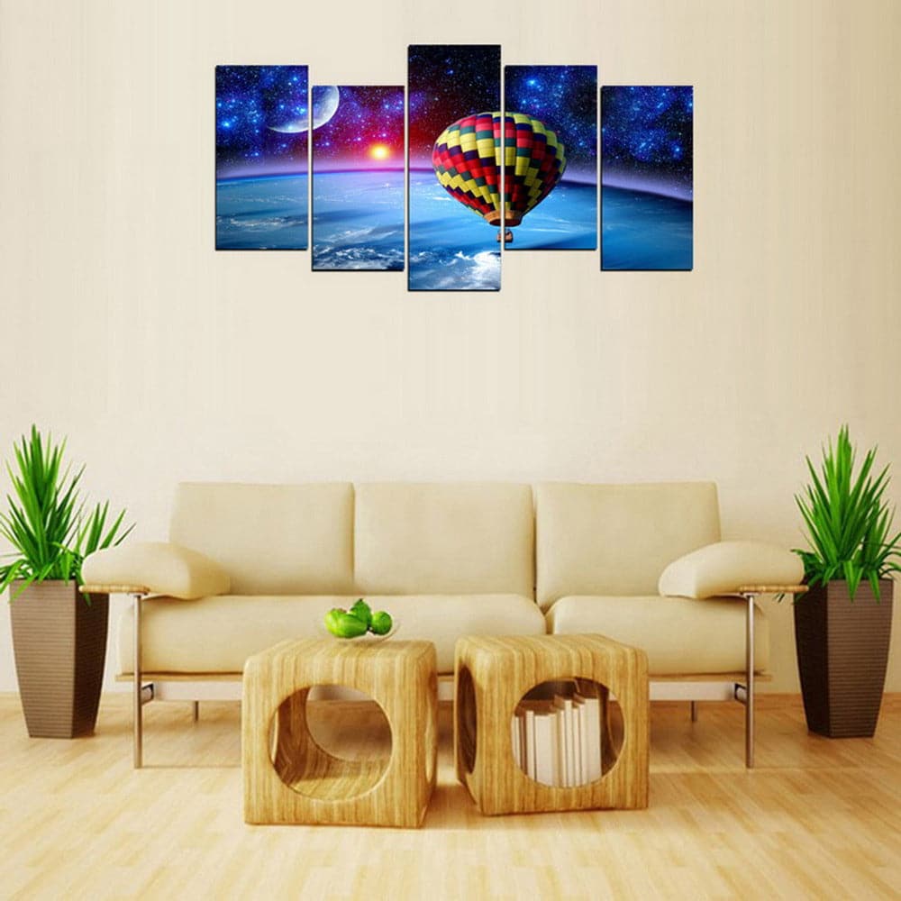 Pine Stretched  Framed 5 Panels - Hot Air Balloon