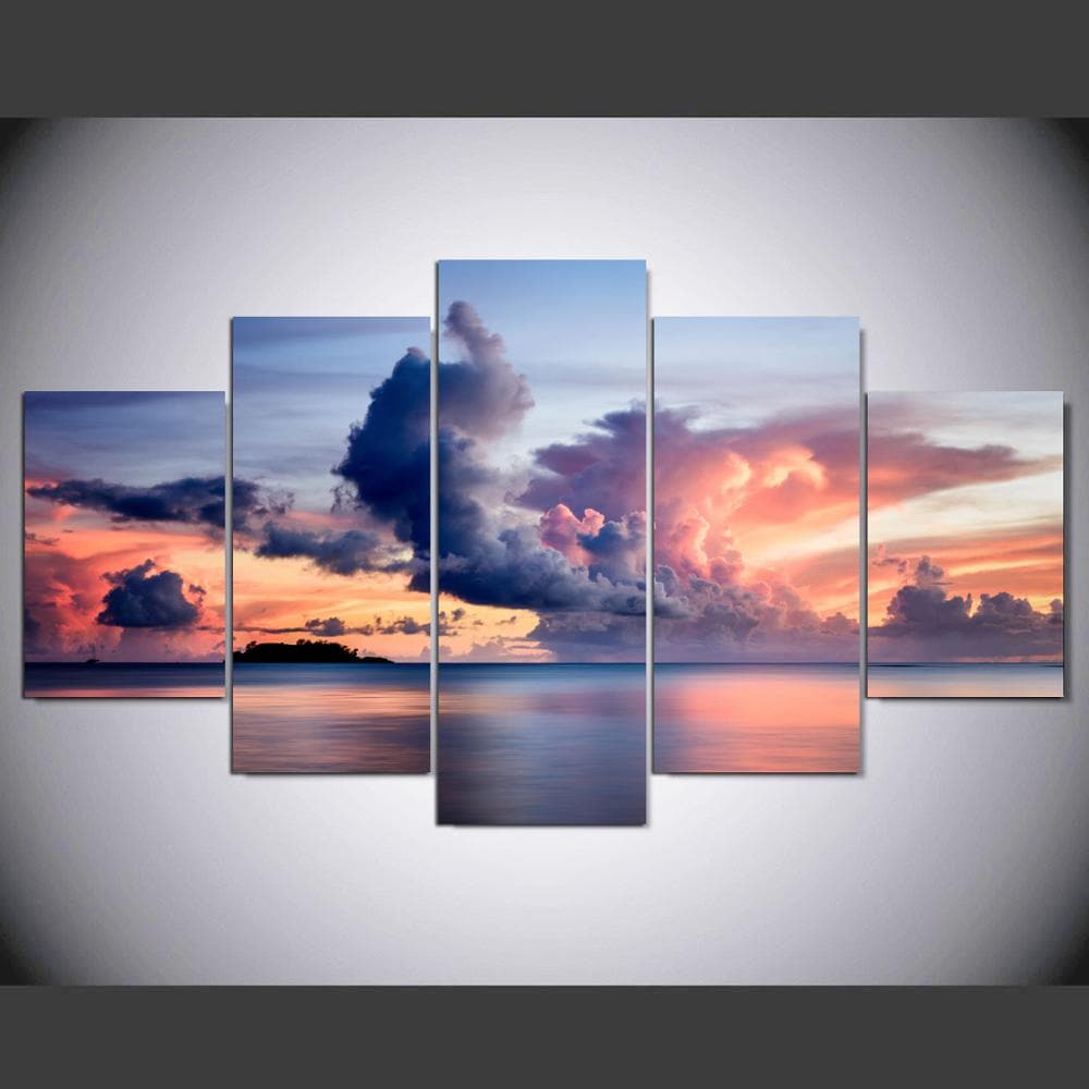 Pine Stretched  Framed 5 Panels - Seascape
