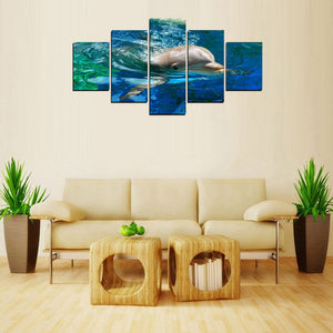 Framed 5 Panels - Dolphin