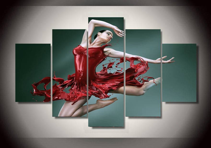 Pine Stretched  Framed 5 Panels - Dancer