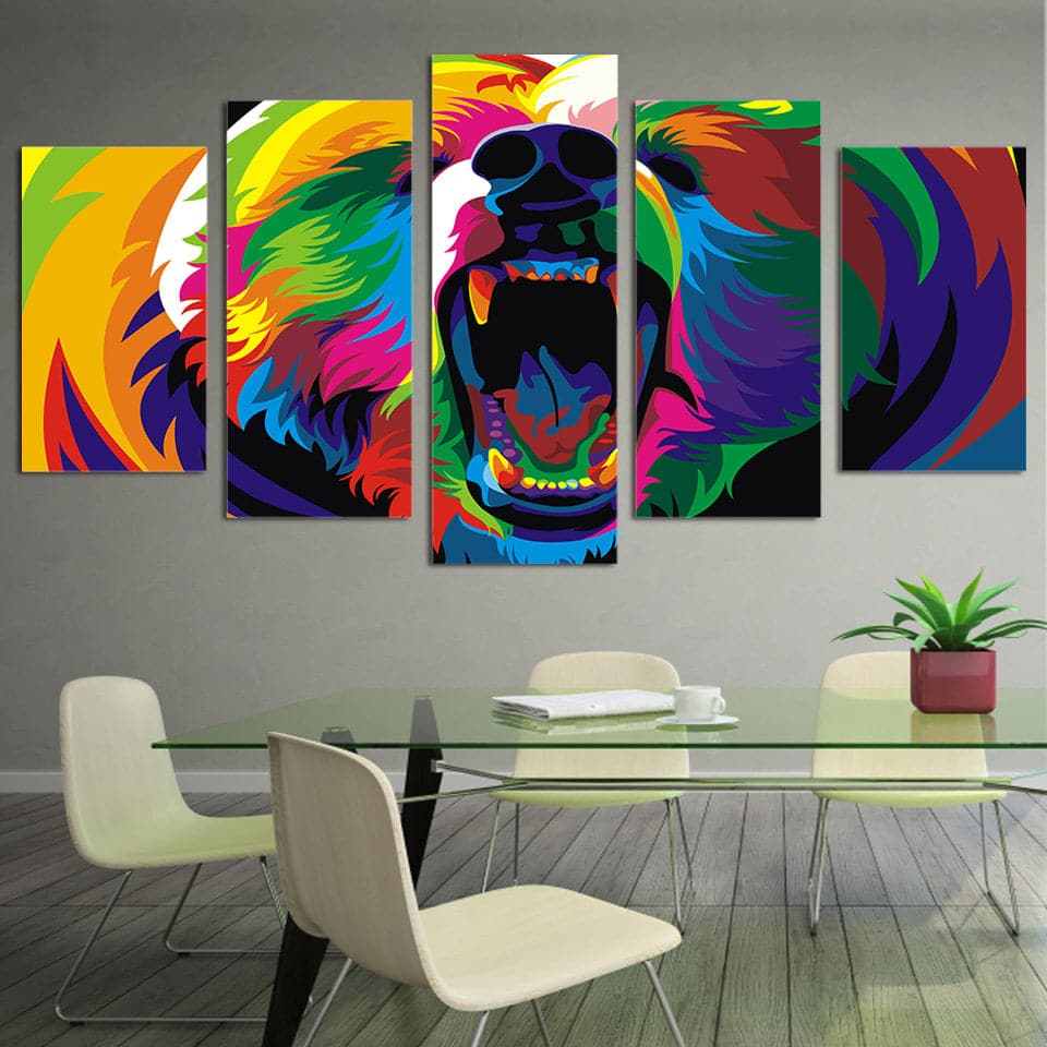 Framed 5 Panels - Bear
