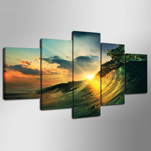 Framed 5 Panels - Wave