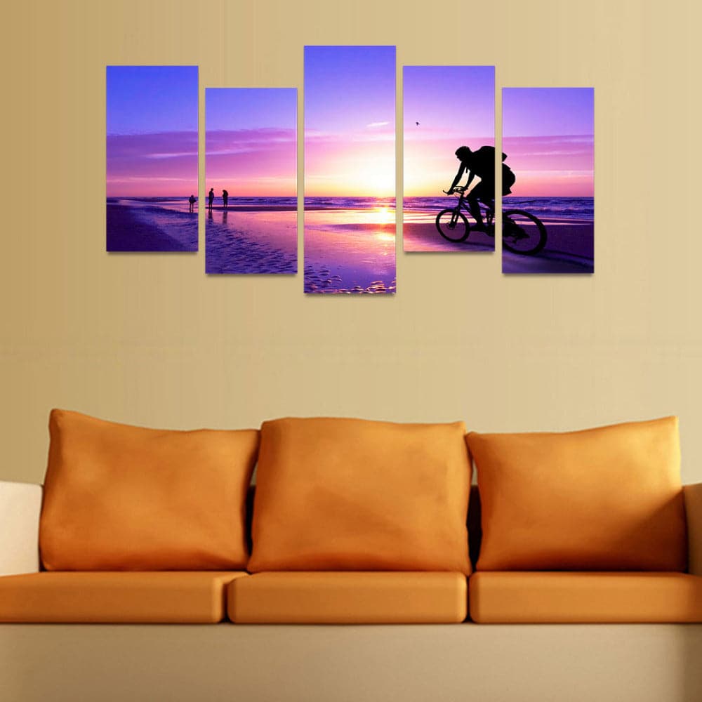 Pine Stretched  Framed 5 Panels - Cycling