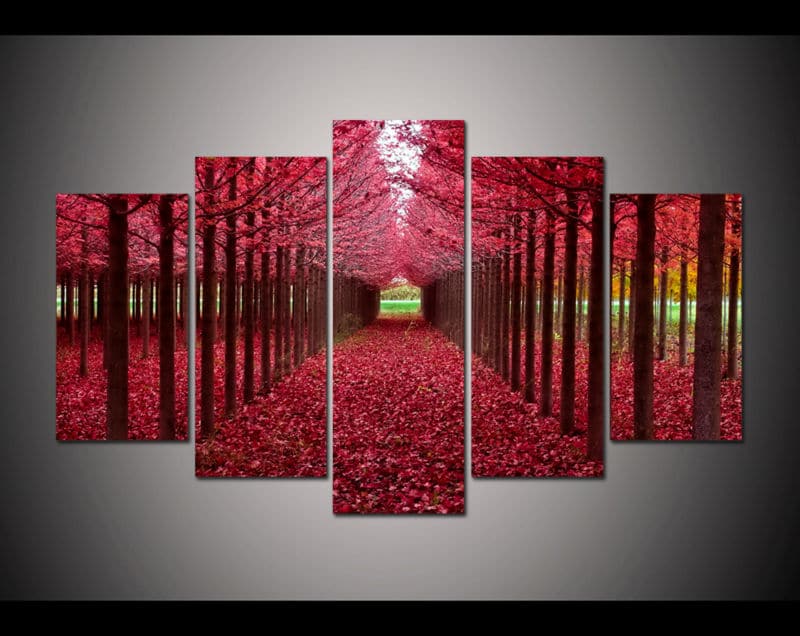 Framed 5 Panels - Red Frost