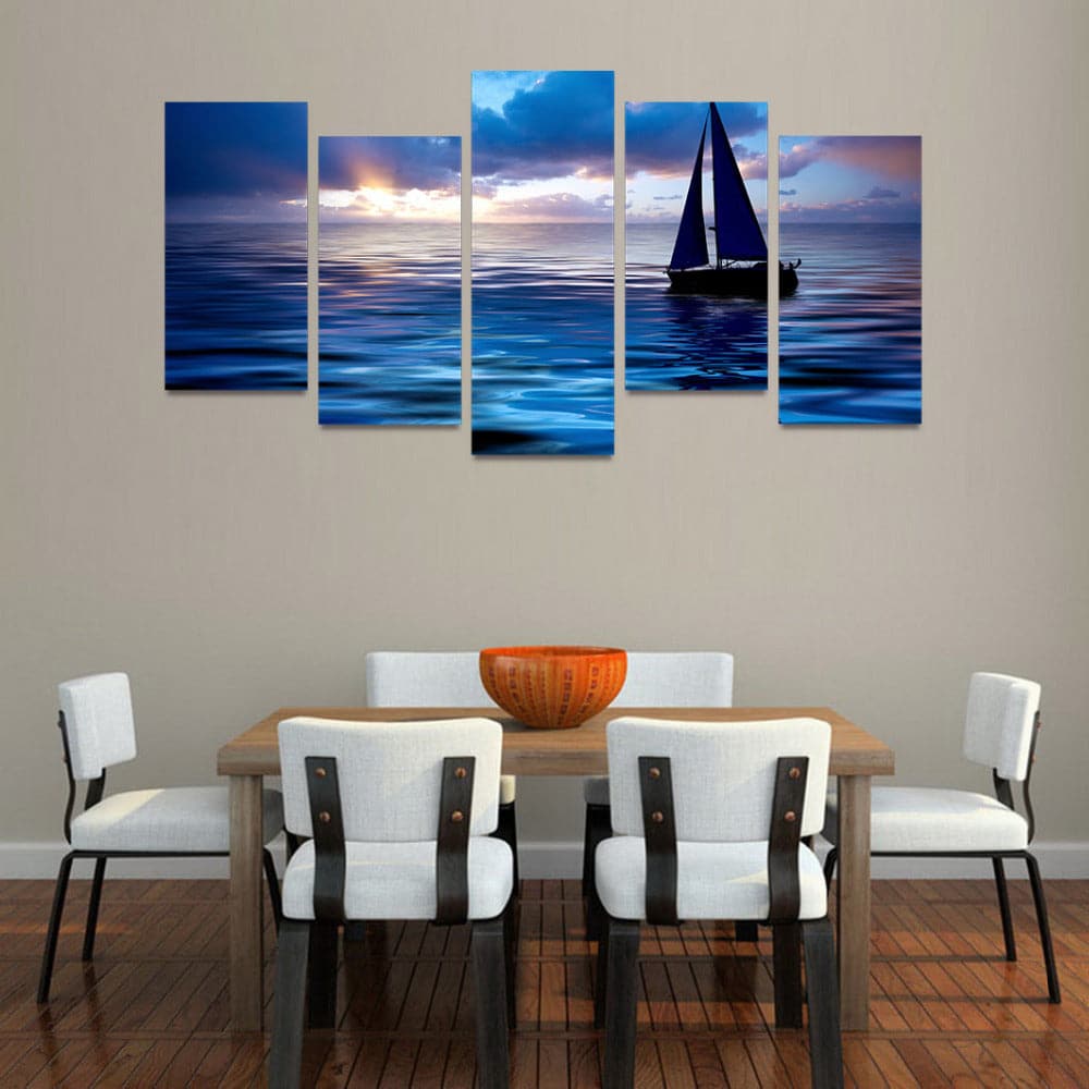 Framed 5 Panels - Sailboat