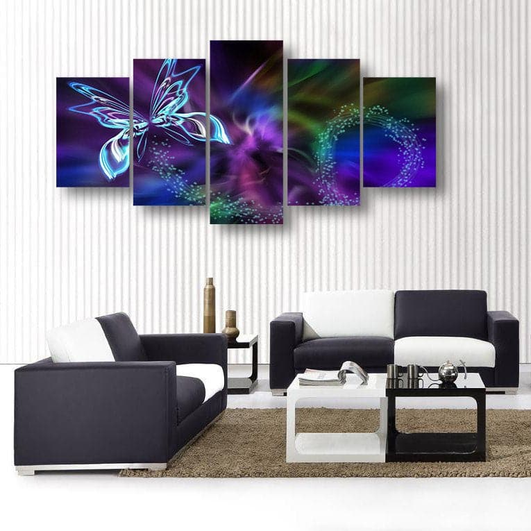 Framed 5 Panels - Butterfly