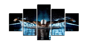 Framed 5 Panels - Swimming Competiton