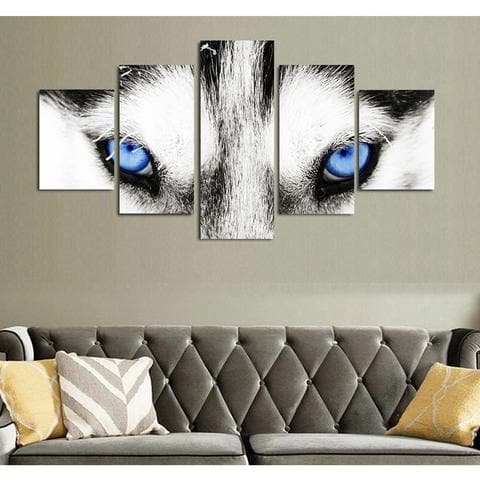Pine Stretched  Framed 5 Panels - Wolf