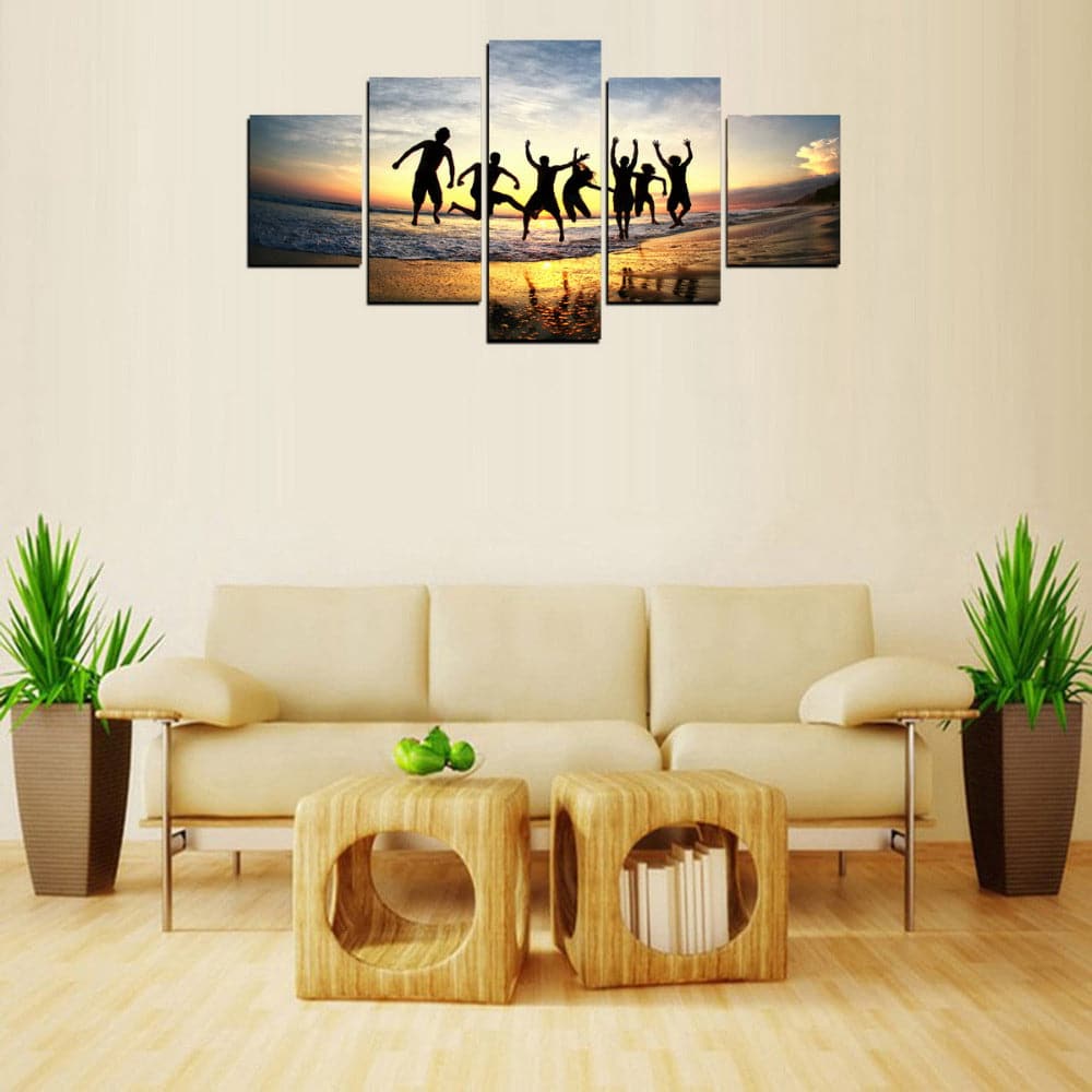 Pine Stretched  Framed 5 Panels - Holiday In The Beach