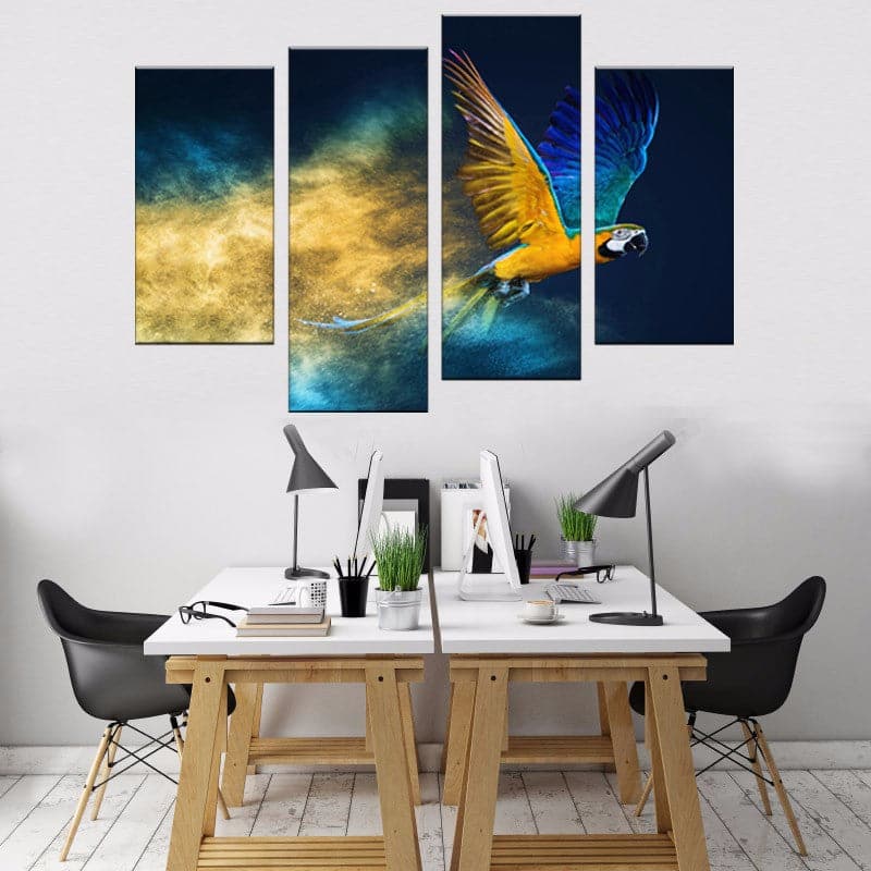 Framed 4 Panels - Parrot