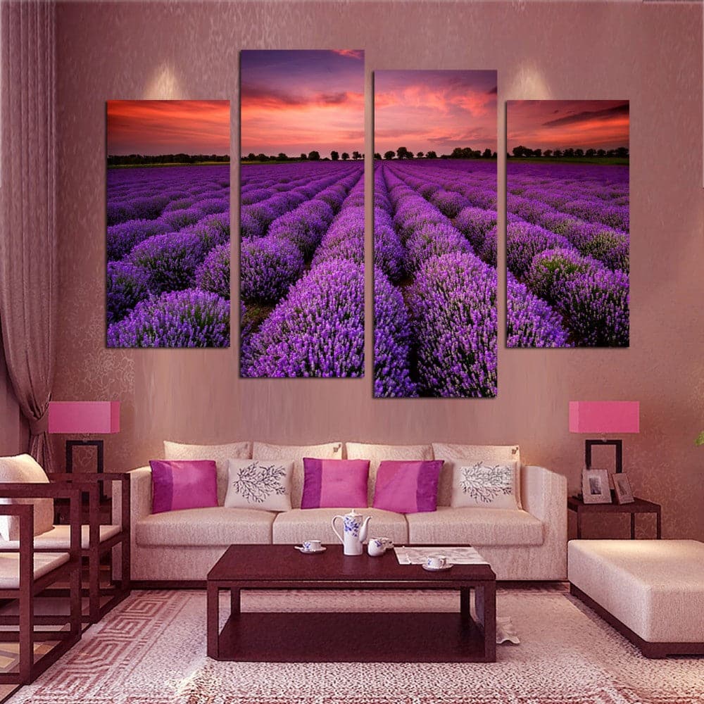 Framed 4 Panels - Lavender