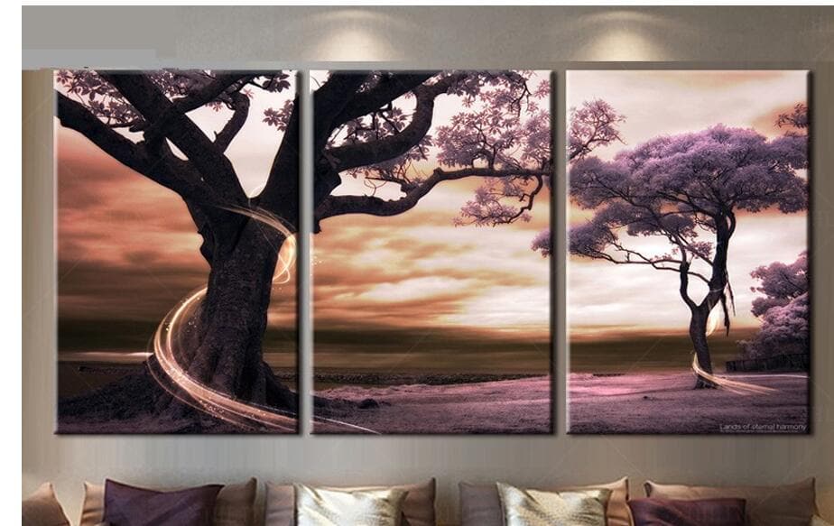 Pine Stretched  Framed 3 Panels - Tree