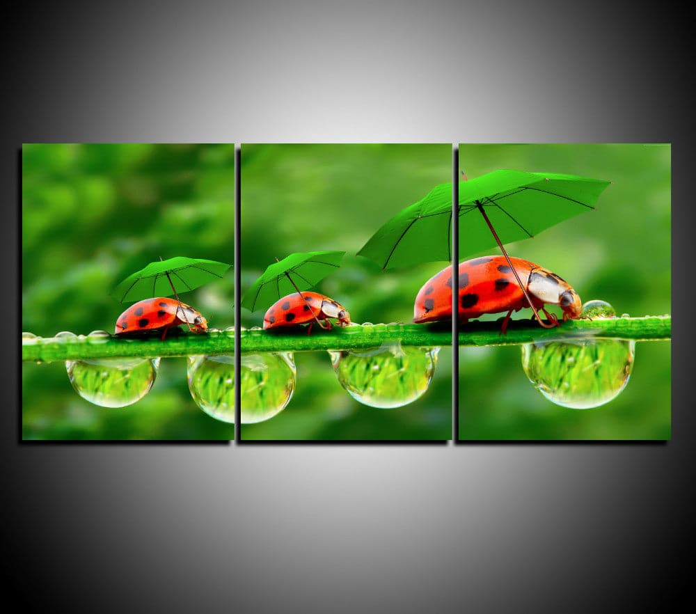 Pine Stretched  Framed 3 Panels - Beetle