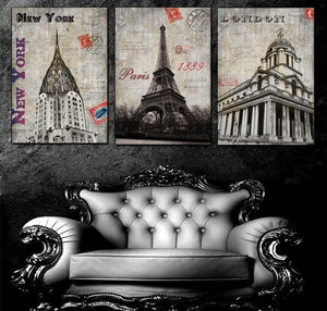 Framed 3 Panels - New York Paris and London