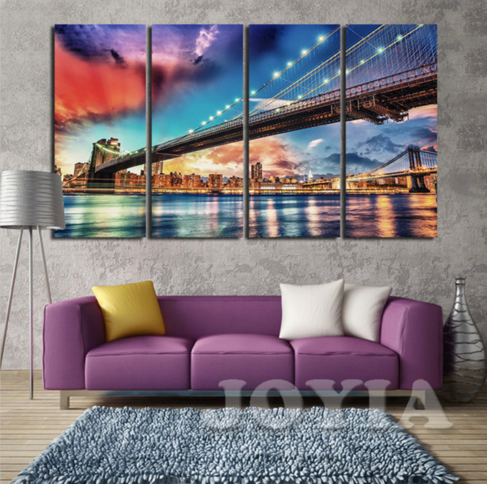 Pine Stretched  Framed 4 Panels - Bridge