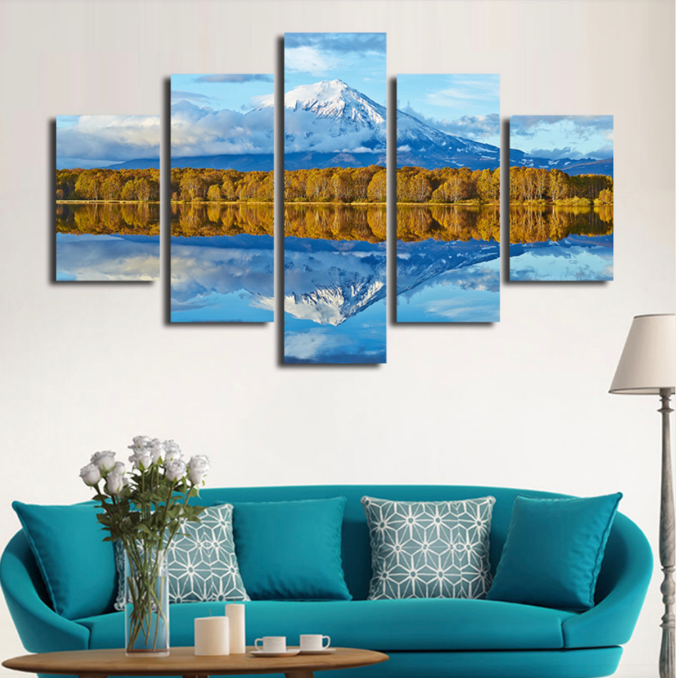 Pine Stretched  Framed 5 Panels - Landscape