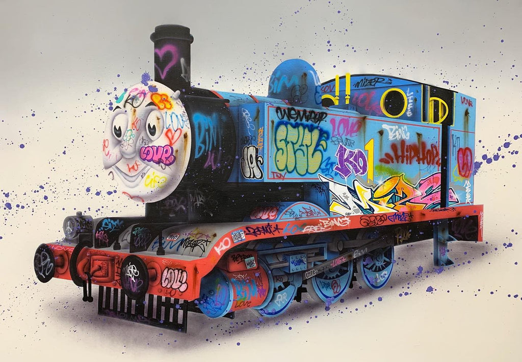 Framed 1 Panel - Banksy -Thomas Tank Engine Graffiti Street Art