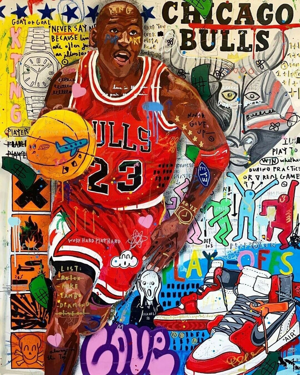 Pine Stretched  Framed 1 Panel - Michael Jordan