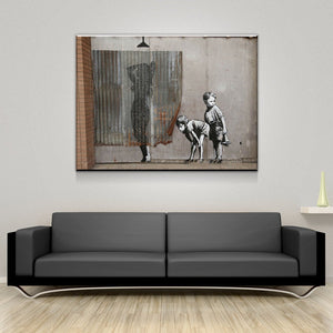 Framed 1 Panel - Banksy - Shower Peepers Boys