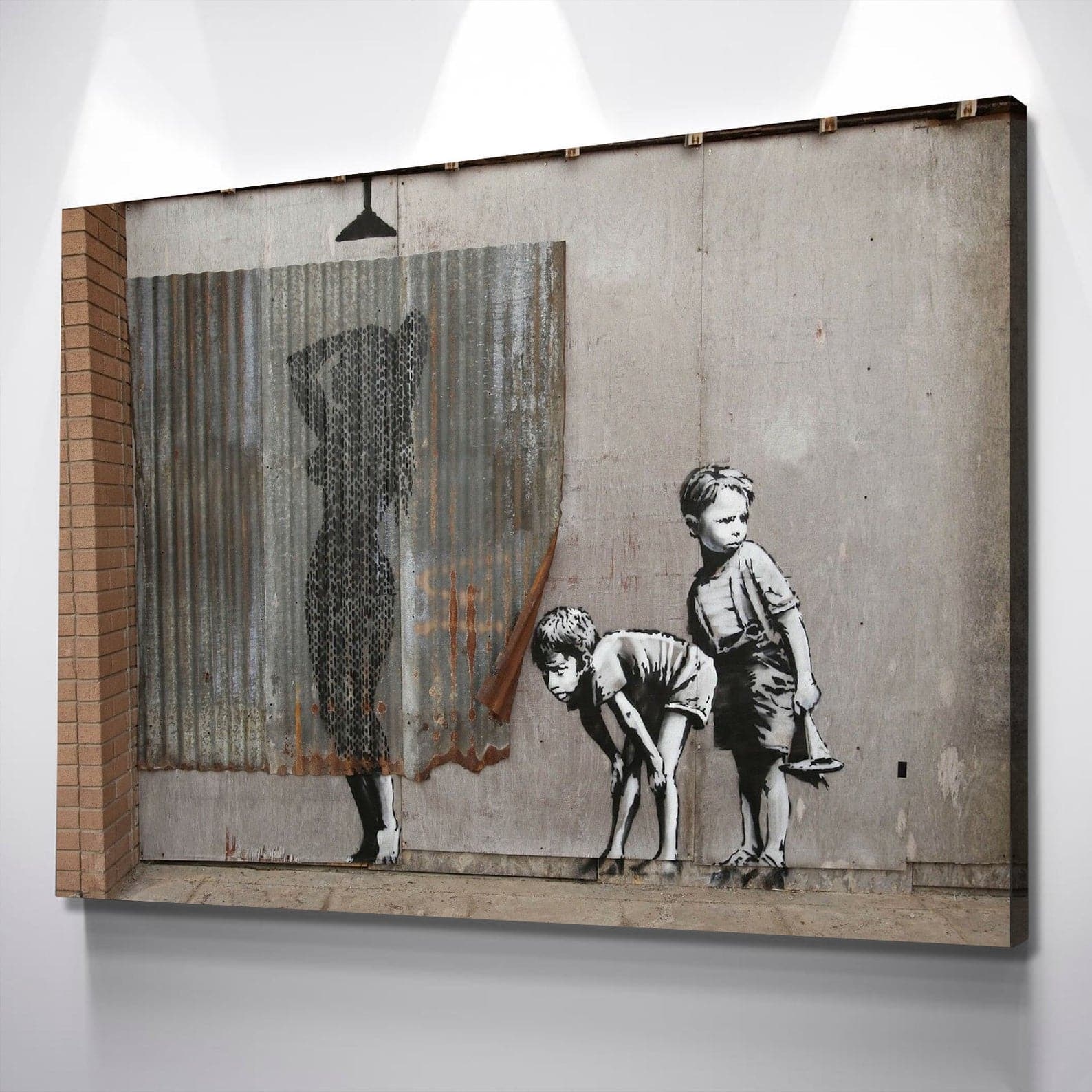 Framed 1 Panel - Banksy - Shower Peepers Boys