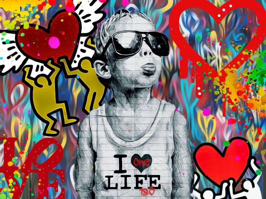 Framed 1 Panel - Banksy - I Love Life