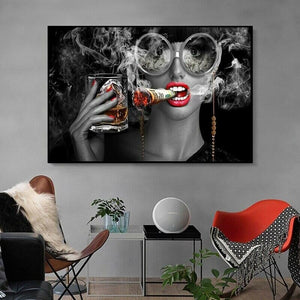 Framed 1 Panel - Smoking Lady
