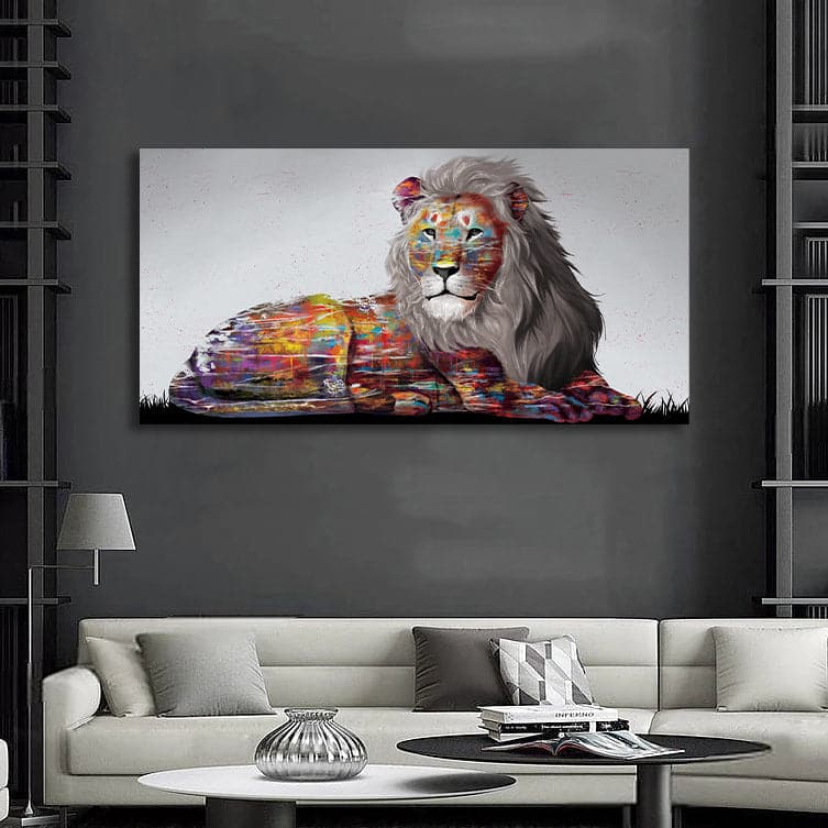 Pine Stretched  Framed 1 Panel - Lion