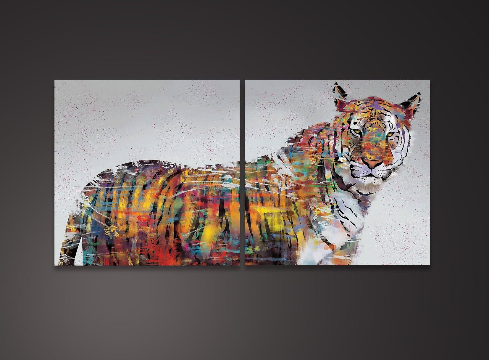 Framed 2 Panels - Tiger Art