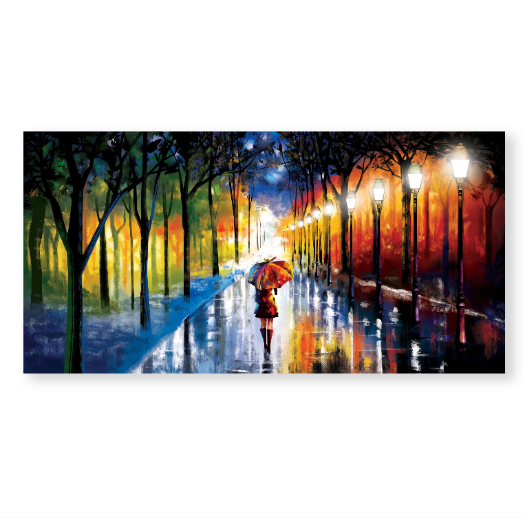 Pine Stretched  Framed 1 Panel - Raining Night