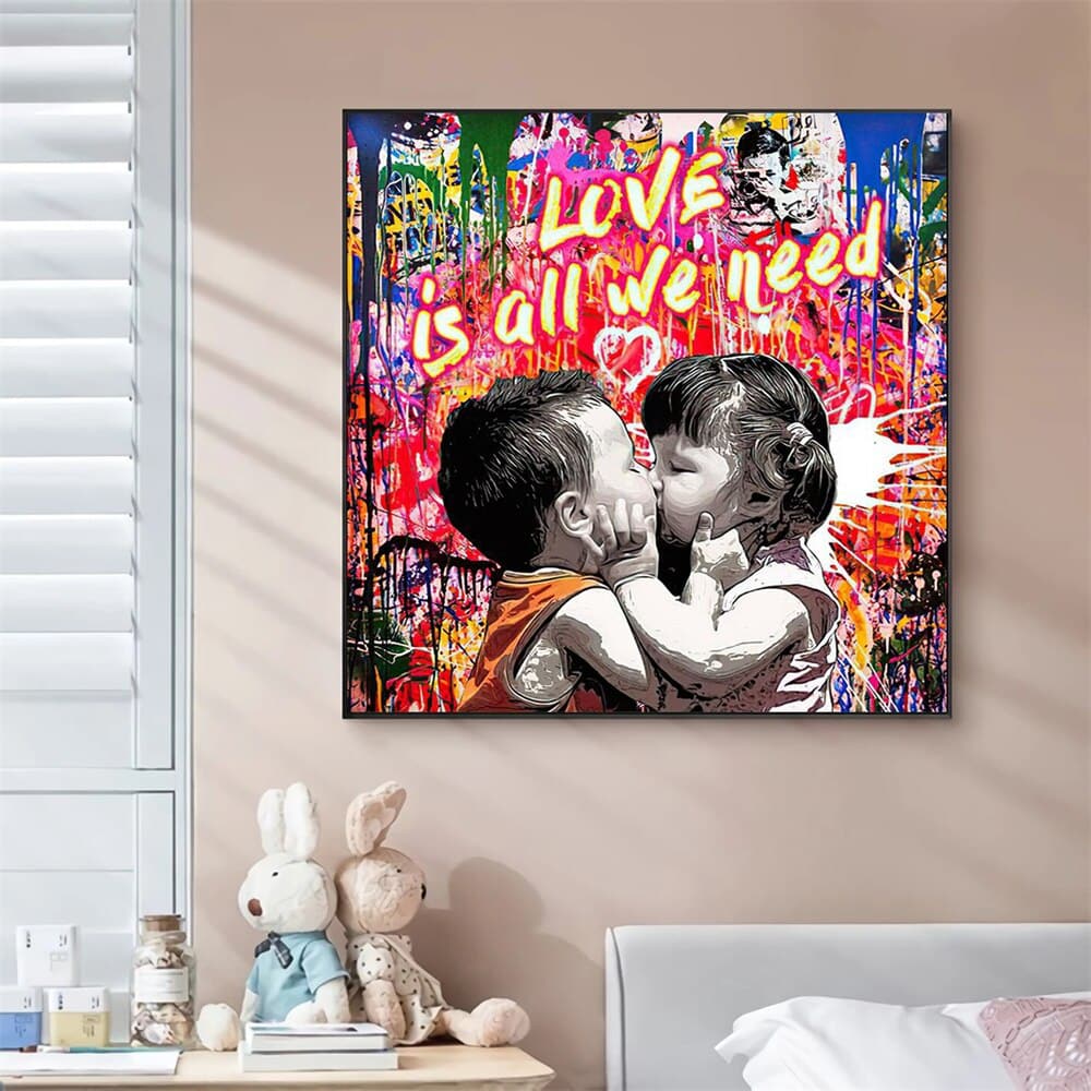 Pine Stretched  Framed 1 Panel - Love is the answer