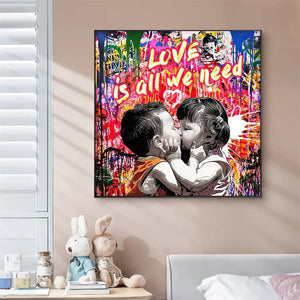 Pine Stretched  Framed 1 Panel - Love is the answer