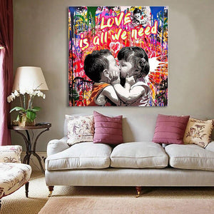 Pine Stretched  Framed 1 Panel - Love is the answer