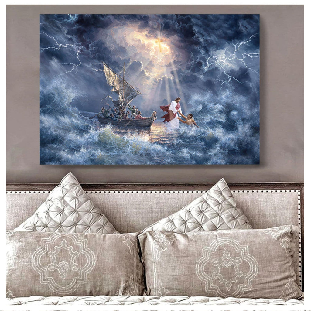 Framed 1 Panel - Jesus in the storm on the sea