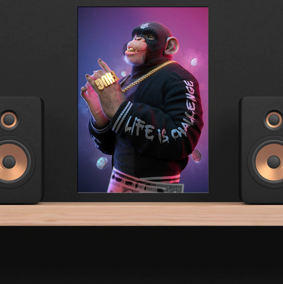Pine Stretched  Framed 1 Panel - DJ Monkey