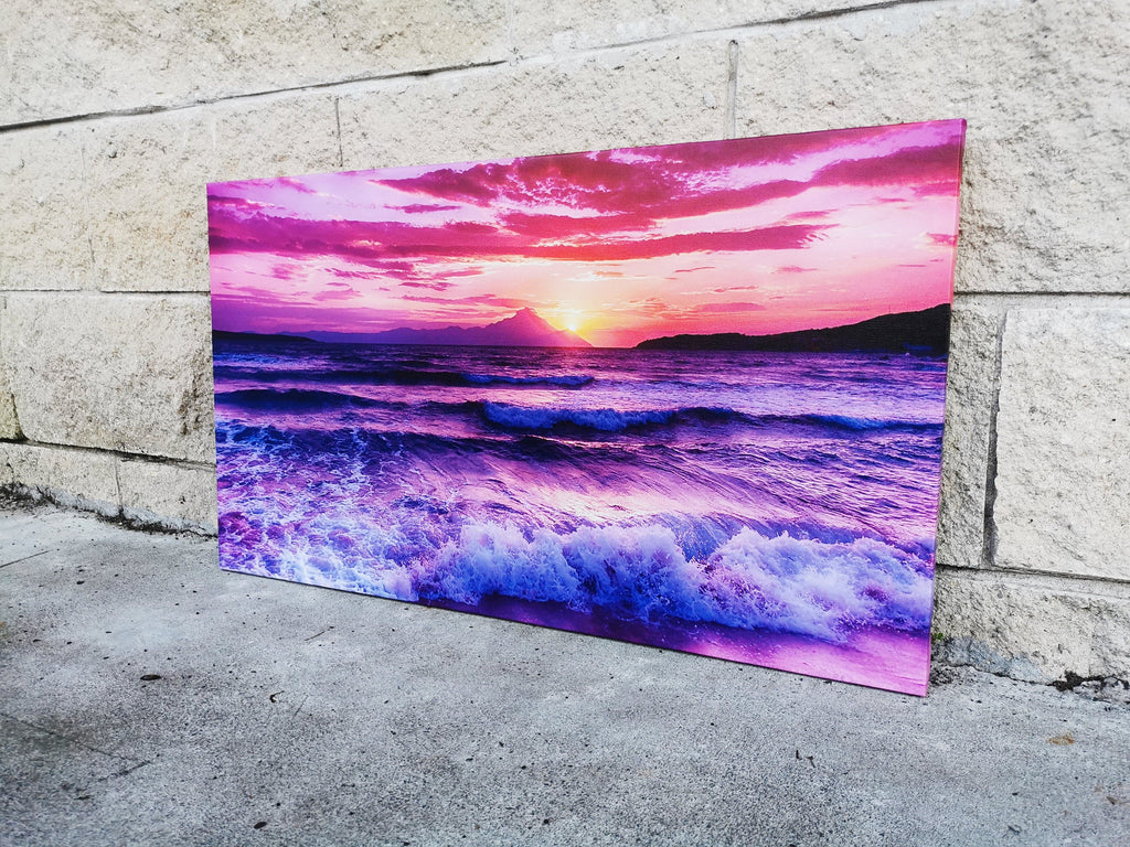 Pine Stretched  Framed 1 Panel - Finished Products - Sunset in Purple