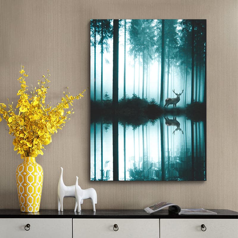 Pine Stretched  Framed 1 Panel - Deer