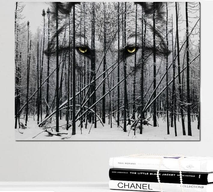 Pine Stretched  Framed 1 Panel - Wolf