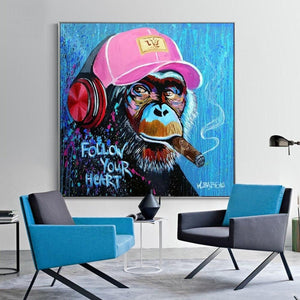 Pine Stretched  Framed 1 Panel - DJ Monkey