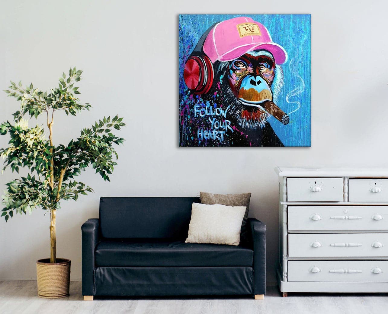 Pine Stretched  Framed 1 Panel - DJ Monkey