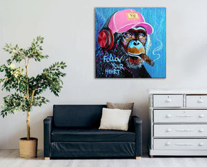 Pine Stretched  Framed 1 Panel - DJ Monkey