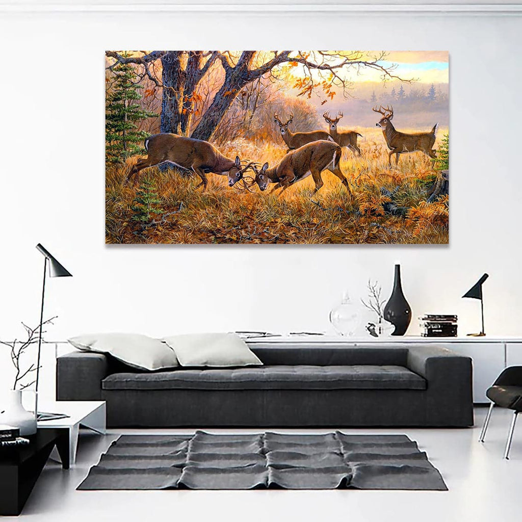 Pine Stretched  Framed 1 Panel - Deer