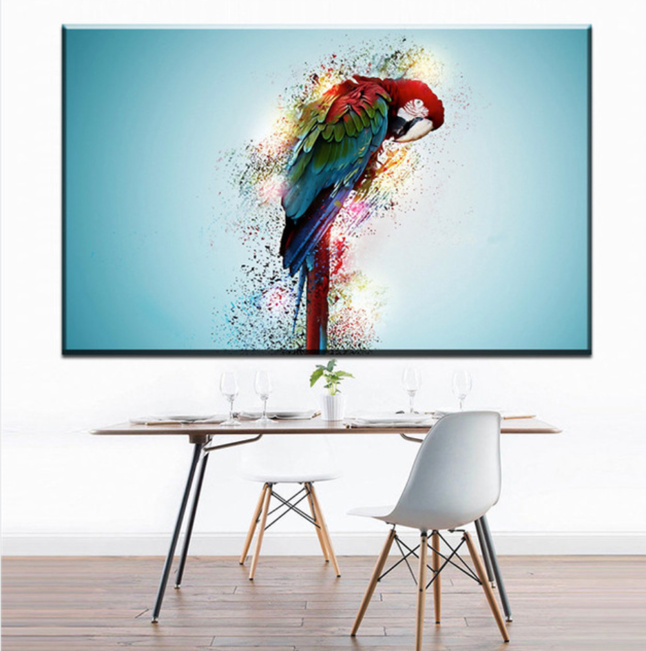 Pine Stretched  Framed 1 Panel - Parrot