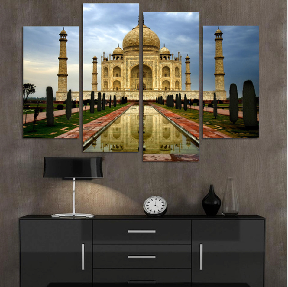 Framed 4 Panels -Taj Mahal