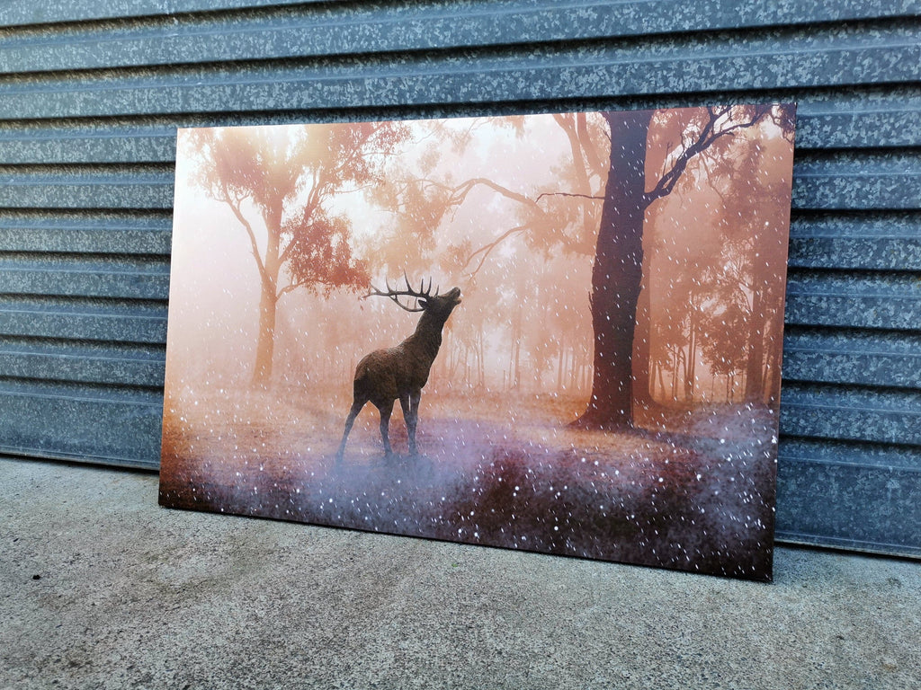 Pine Stretched  Framed 1 Panel - Finished Products -Deer
