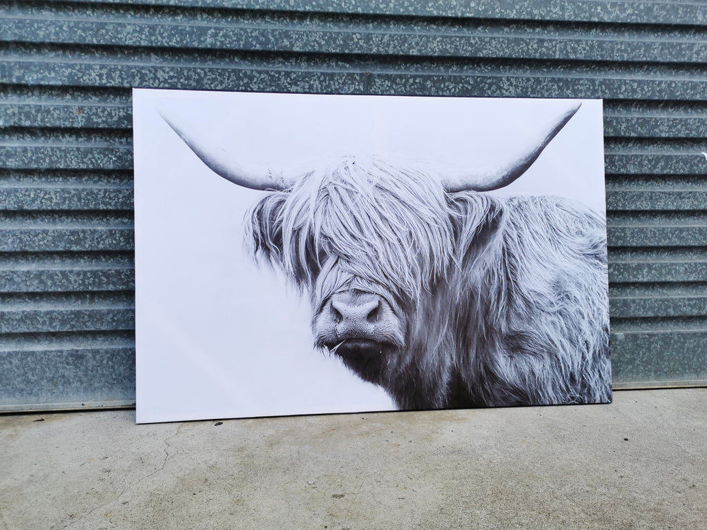 Pine Stretched  Framed 1 Panel - Finished Products - Highlander Cow