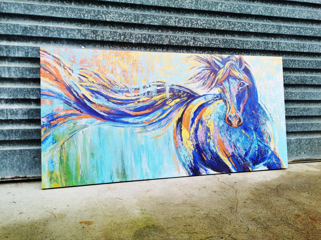 Pine Stretched  Framed 1 Panel - Finished Products - Horse